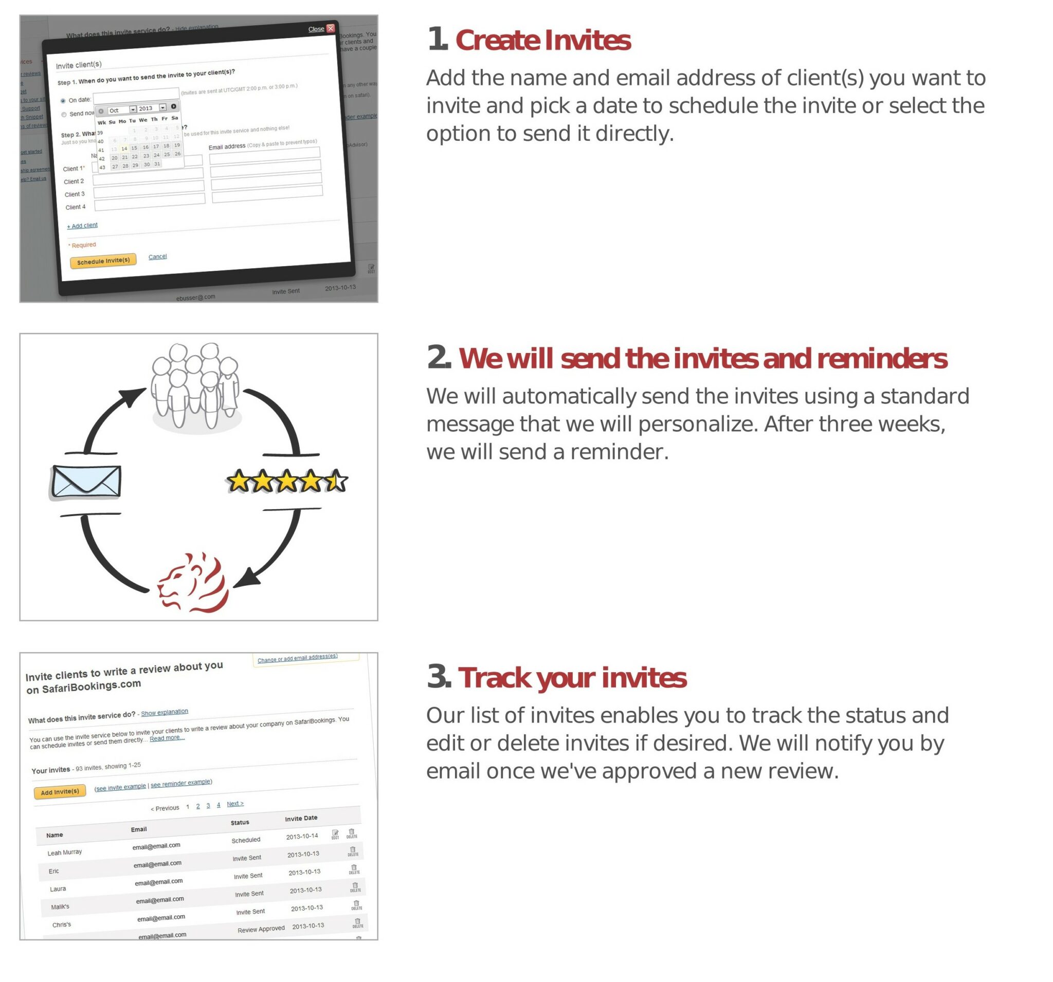 The SafariBookings Review Service