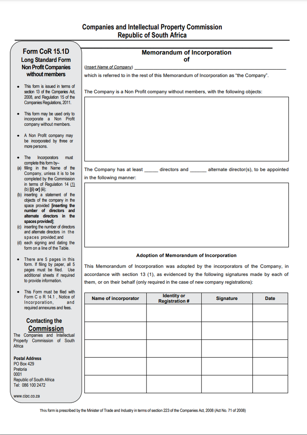Memorandum of Incorporation