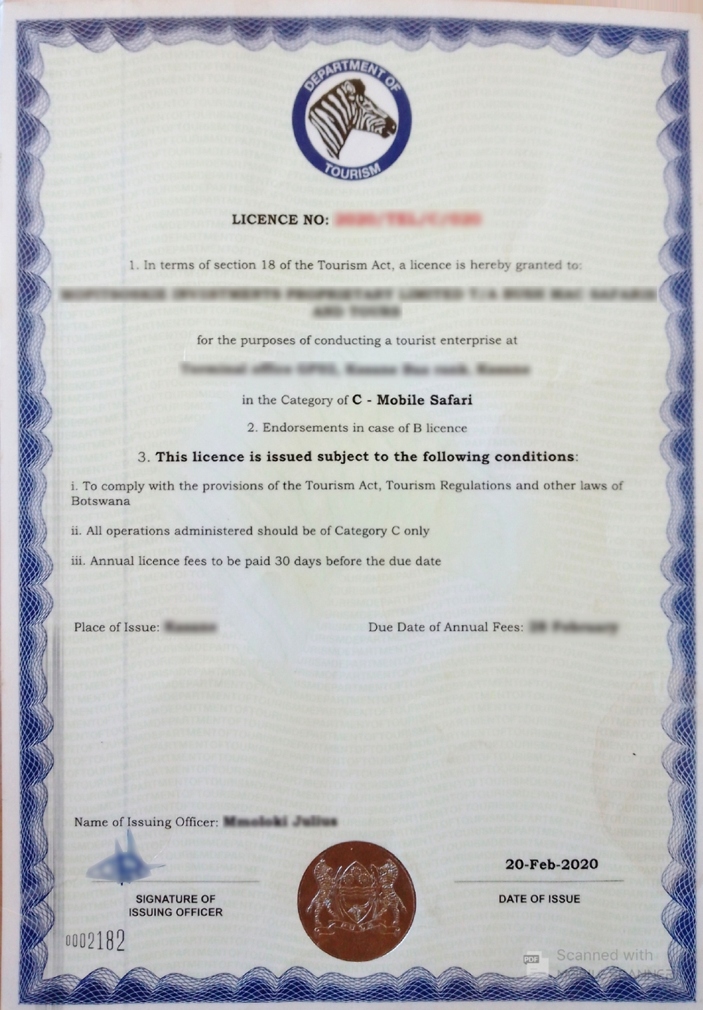Tour Operator License
