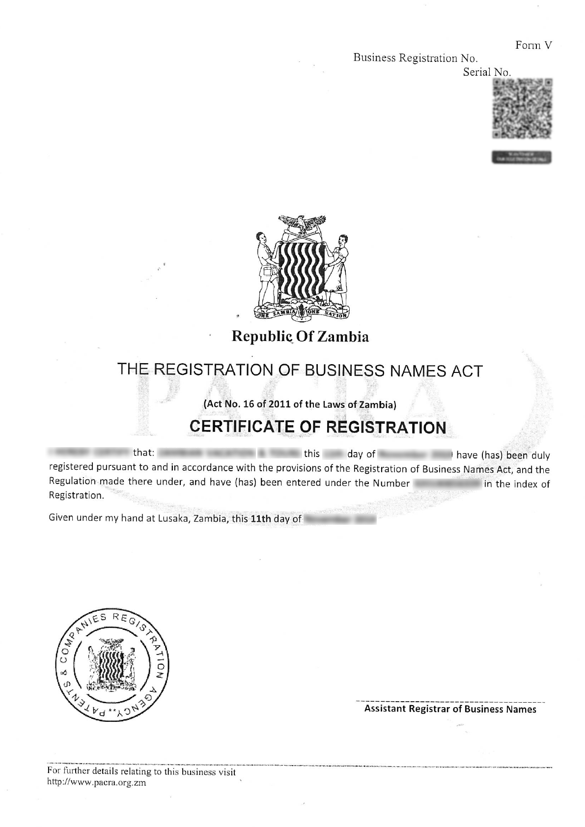Certificate of Registration