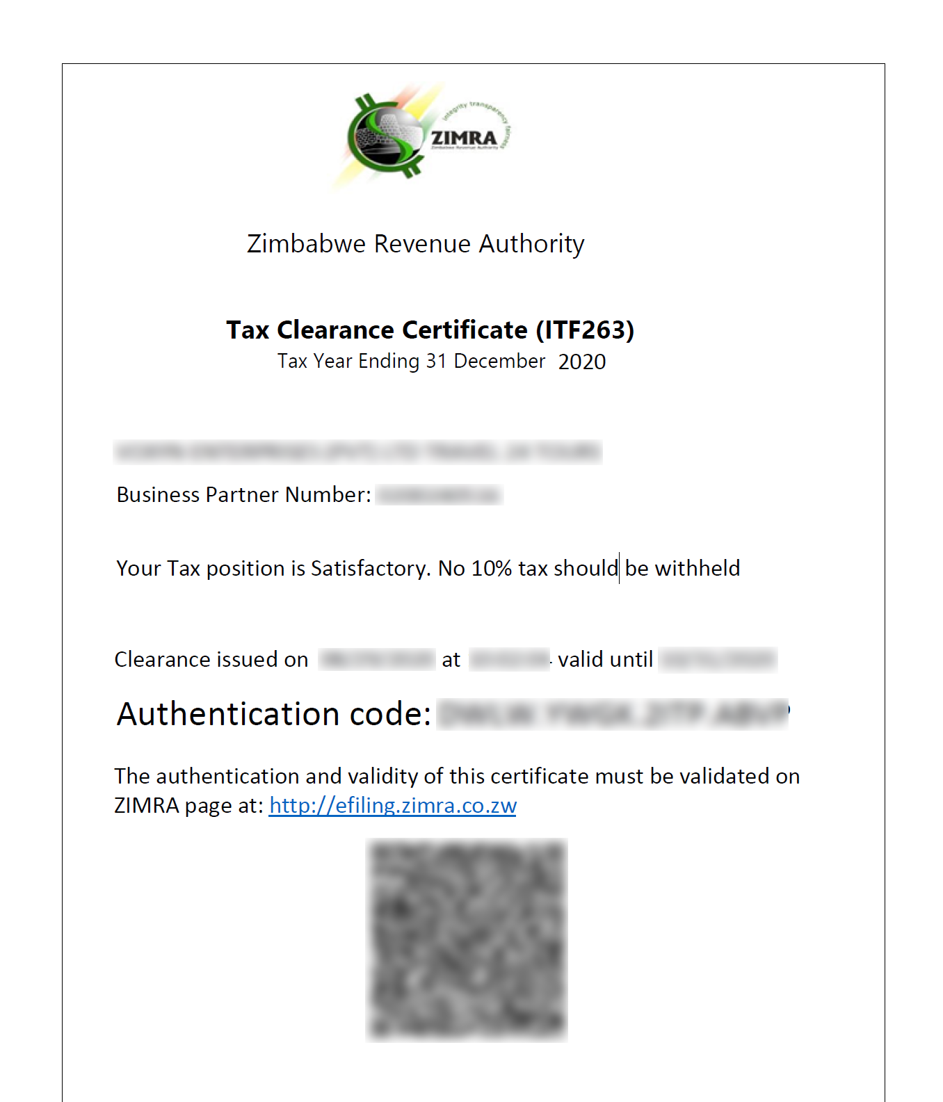 Tax Clearance Certificate (Zimbabwe)