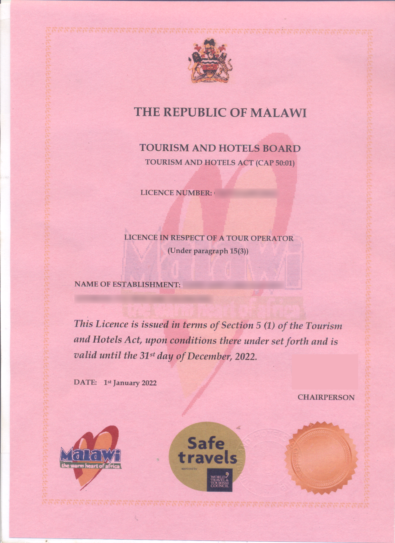 Tourism Licence (Malawi)