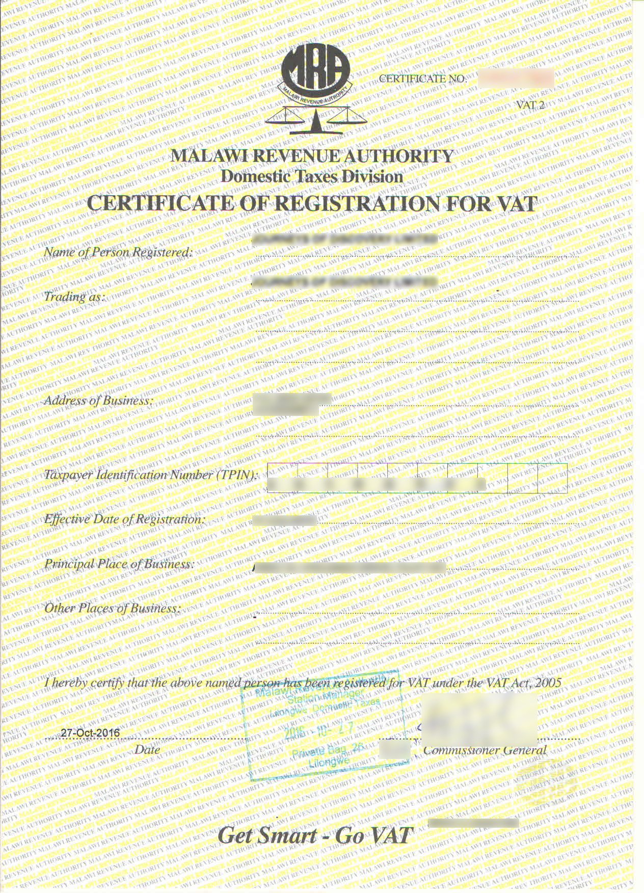 Registration for VAT (Malawi)