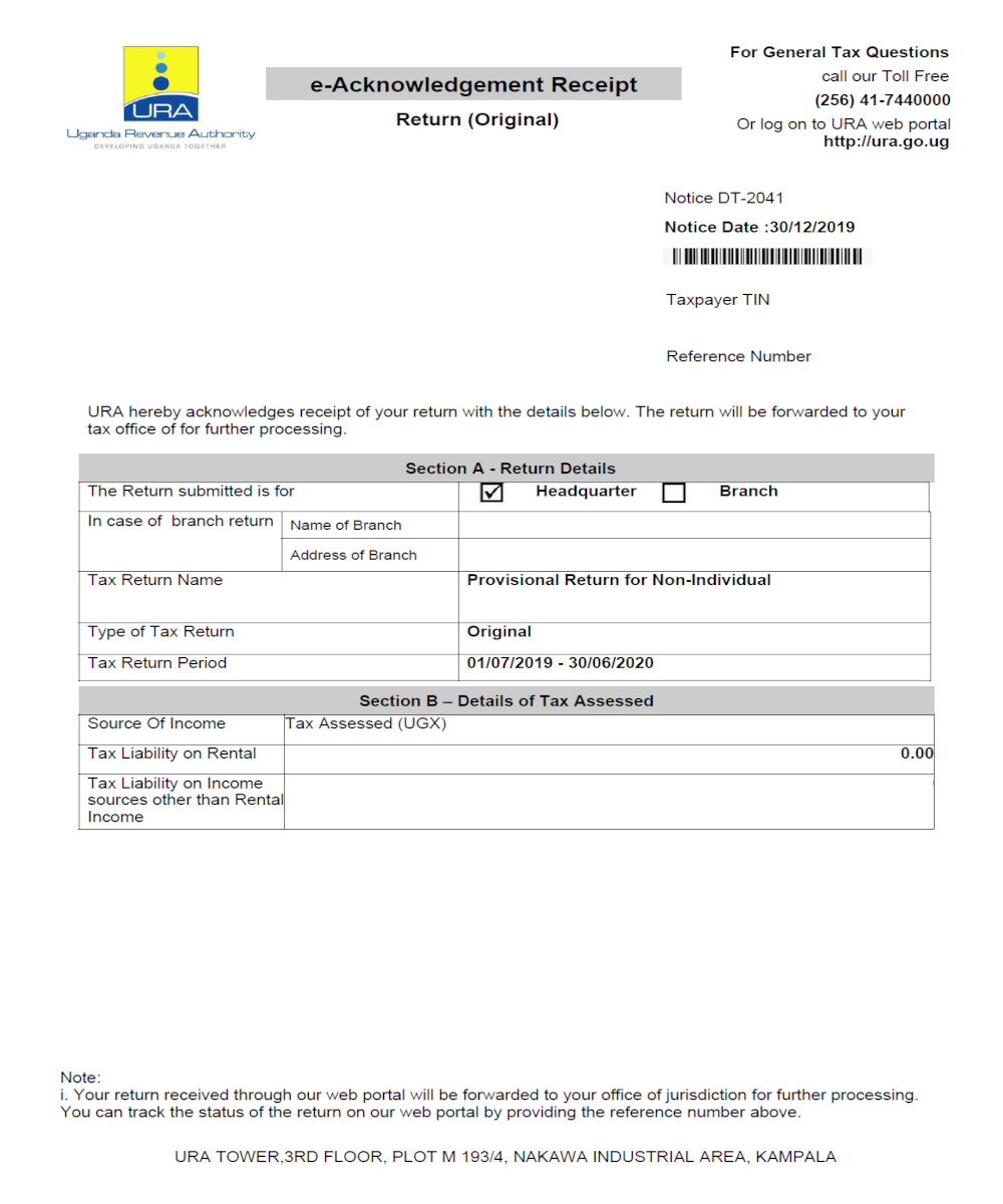 URA Taxpayer document