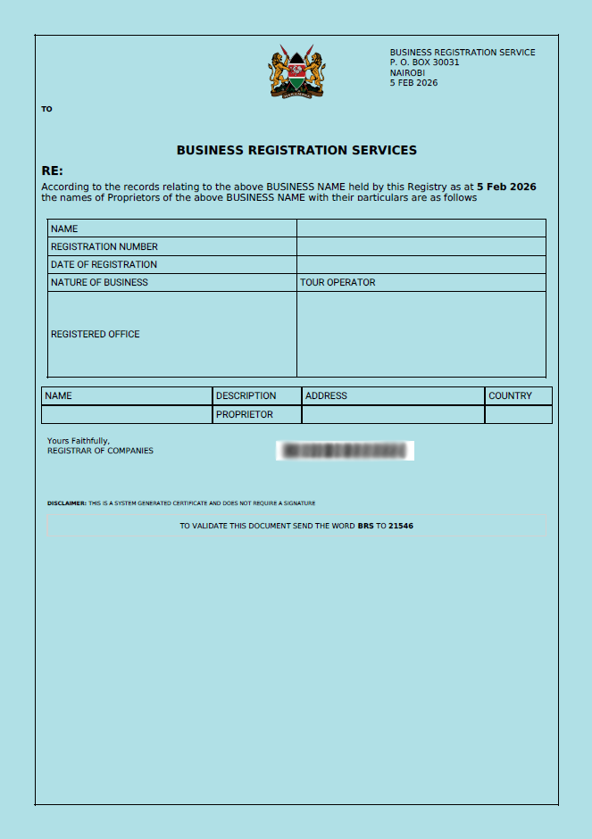 Business Registration Services document (Kenya)